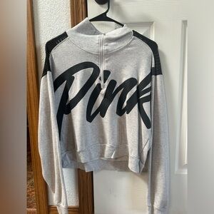 Women’s PINK cropped fishnet quarter zip!